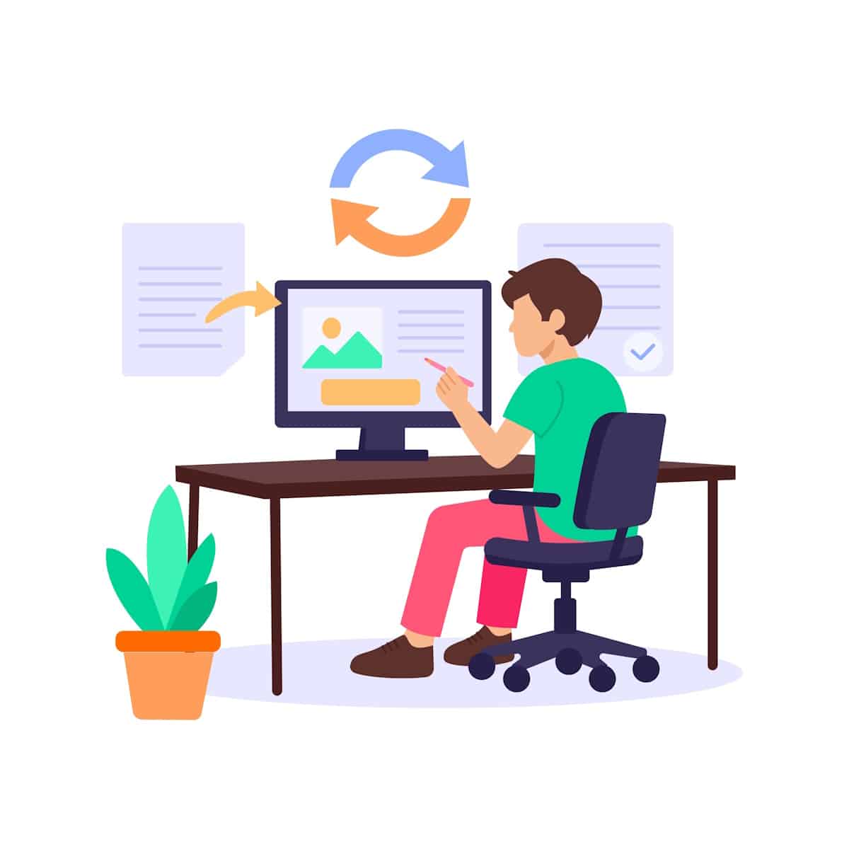 Refreshing website pages for better ranking - character illustration